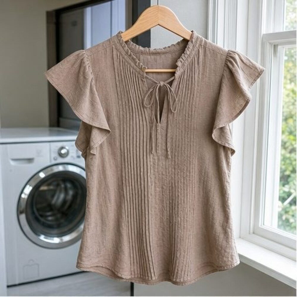 Taupe Pleated Blouse